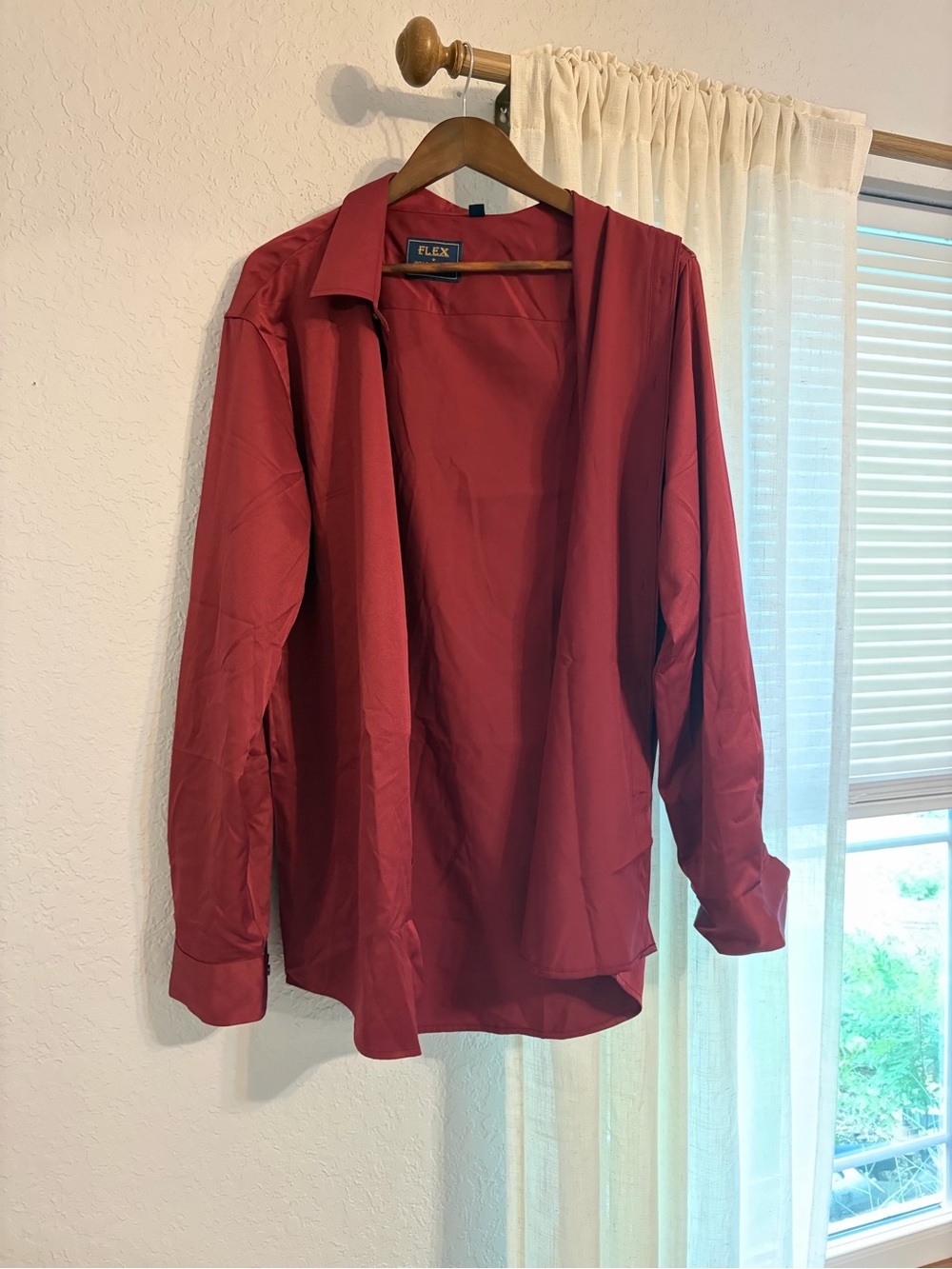 ✨3/$10✨ Men's Red Silky Button Up Dress Shirt